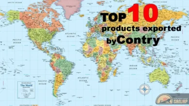 Top 10 products exported by country