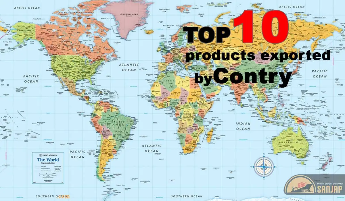 Top 10 products exported by country